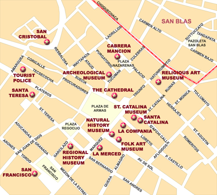 Map of Cusco, Peru