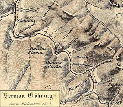 Map of Machu Picchu in 1874