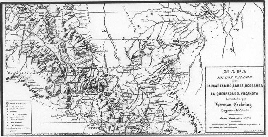 Herman Gohring’s map of Urubamba Valley & Machu Picchu Area, 1874