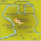 Map of Machu Picchu area in 1911, when Hiram Bingham first arrived