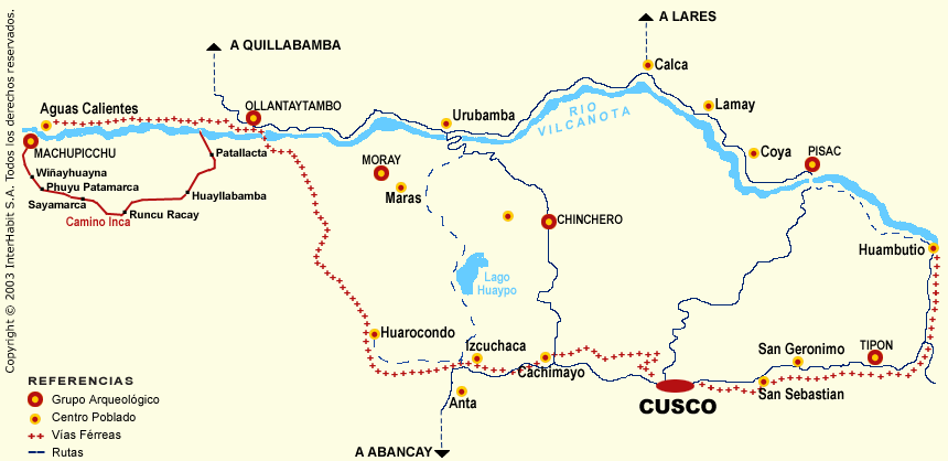 Map of the Vilcanota, Urubamba, Machu Picchu & Cuzco Area