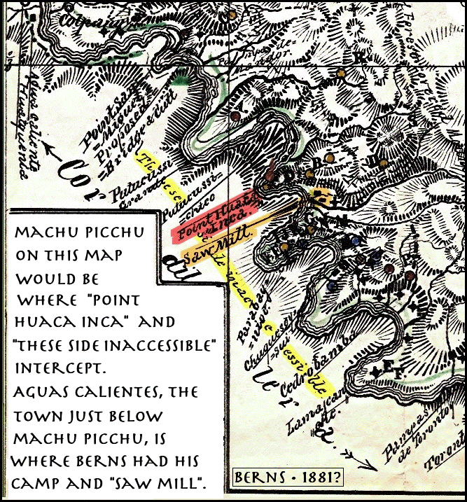 Augusto Berns’ Map of the Machu Picchu area