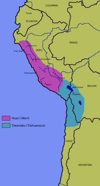 The Wari culture flourished for half a millennium, from 600 to 1100 AD, to the north of the Tiahuanaco culture