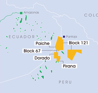 Map of Perenco Oil Concession Blocks in Peru’s Amazon