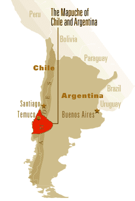 The territory of the Mapuche Indians of Chile and Argentina