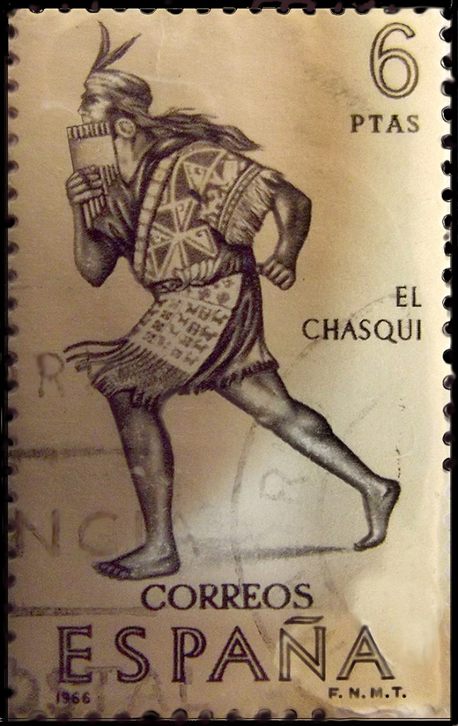chasqui runner on Spanish postal stamp